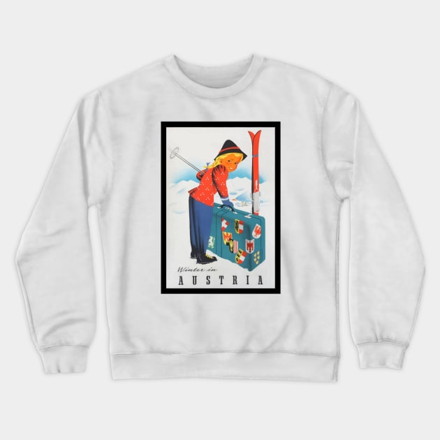 Winter in Austria vintage travel poster Crewneck Sweatshirt by Redbooster